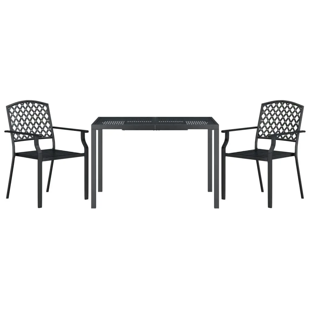 3 Piece Garden Dining Set Anthracite Steel 3188001