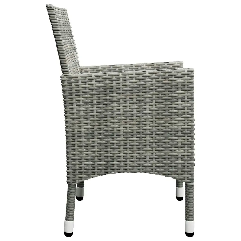 3 Piece Garden Bistro Set Poly Rattan and Tempered Glass Grey 3058379