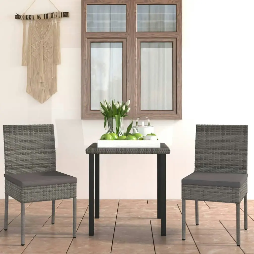 3 Piece Garden Dining Set Poly Rattan Grey 3065699