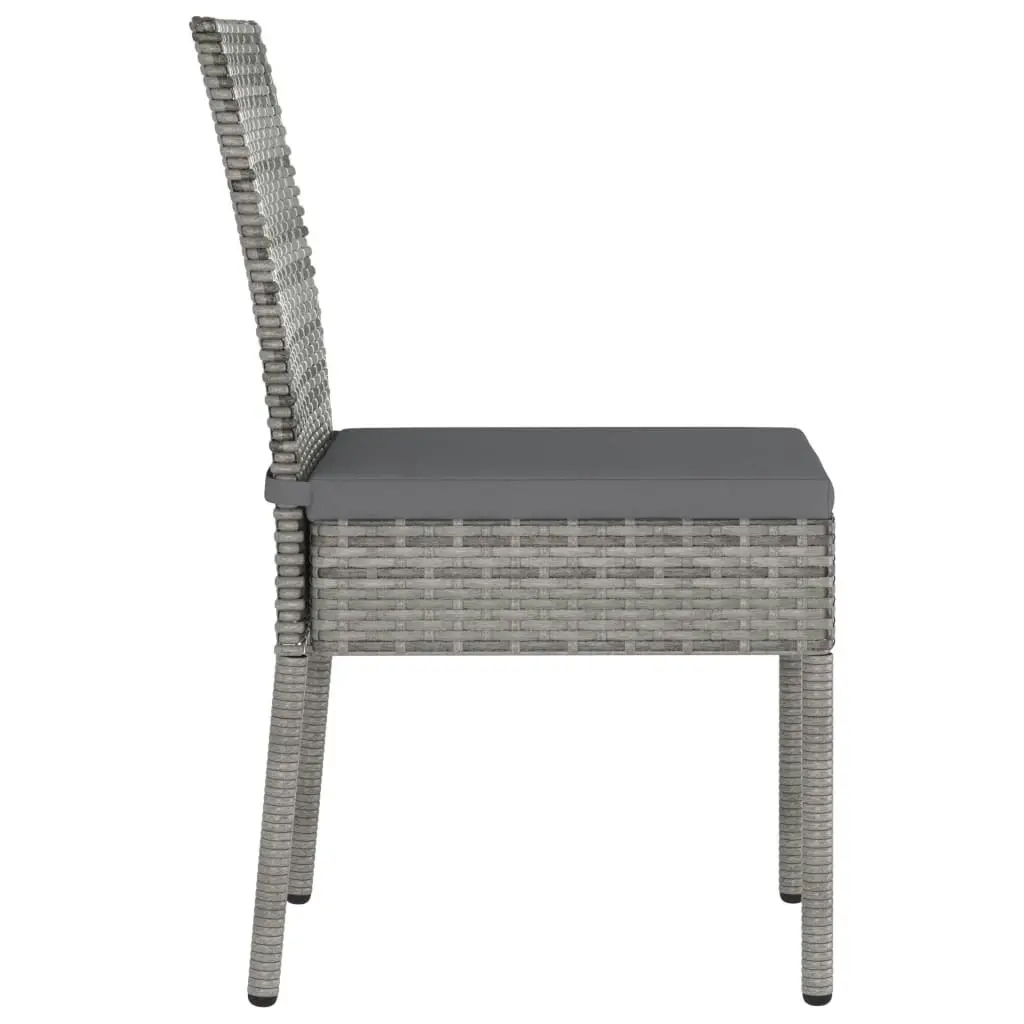 3 Piece Garden Dining Set Poly Rattan Grey 3065699