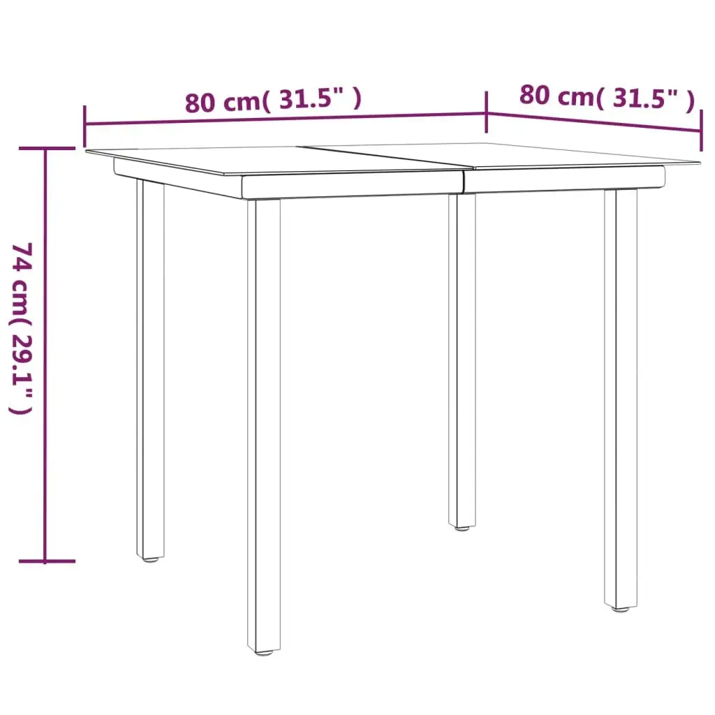 3 Piece Garden Dining Set Black Steel and Textilene 3200726