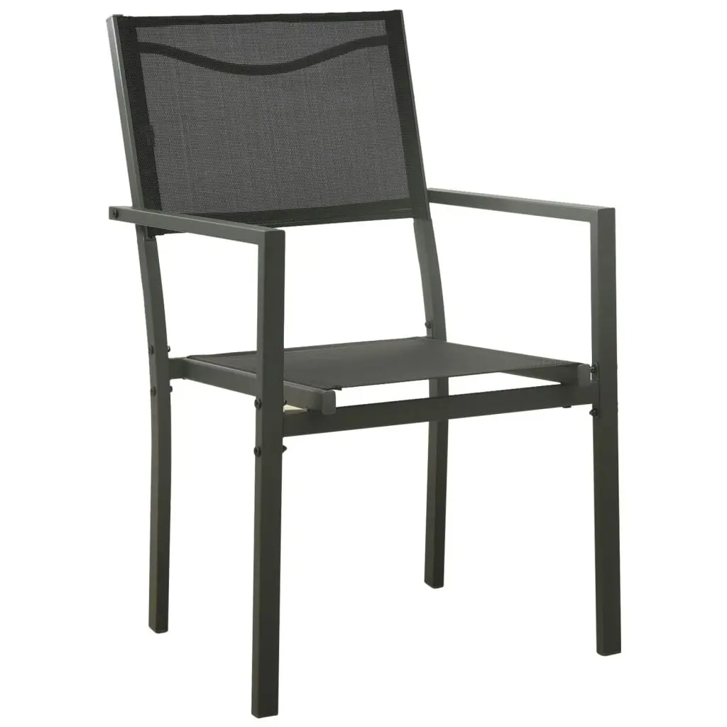 3 Piece Garden Dining Set Black Steel and Textilene 3200726