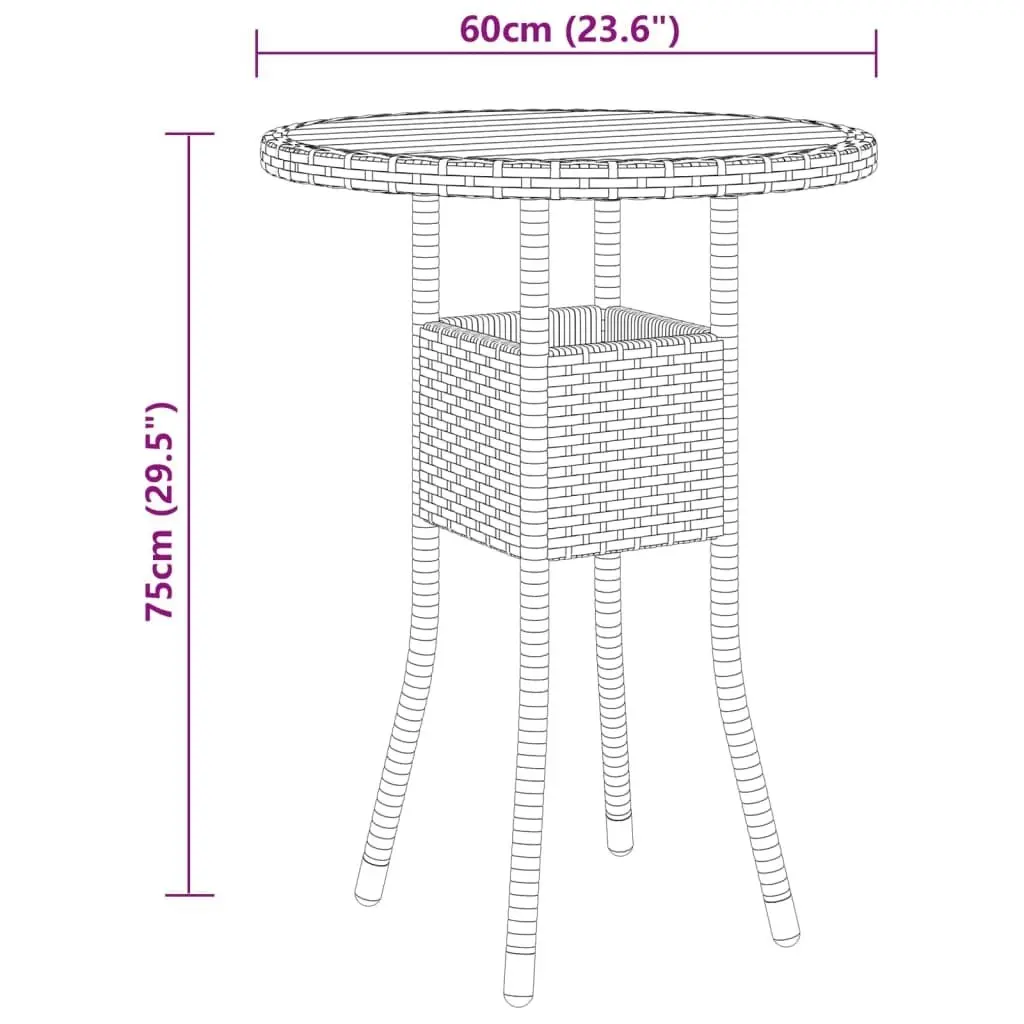 3 Piece Garden Dining Set Poly Rattan Black 3058462