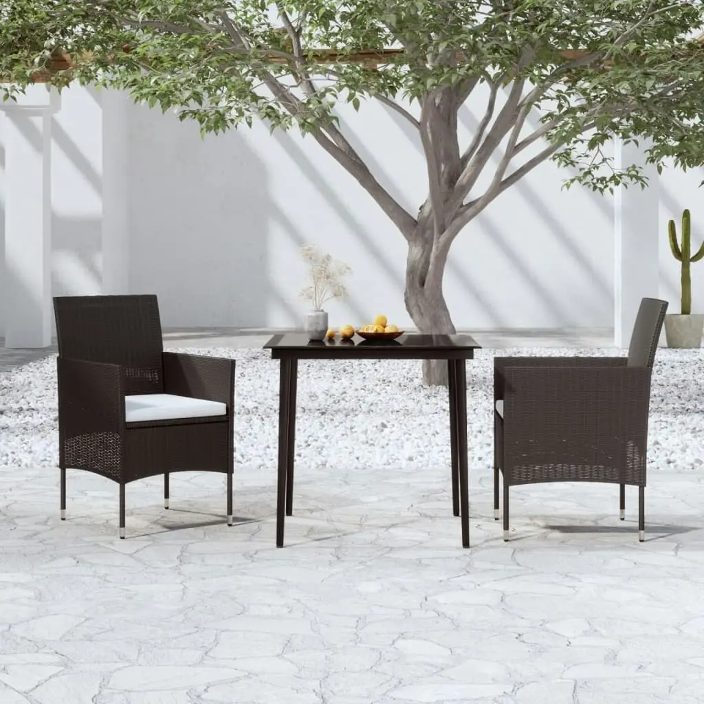 3 Piece Garden Dining Set with Cushions Black 3099305