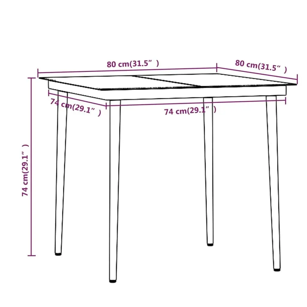 3 Piece Garden Dining Set with Cushions Black 3099305