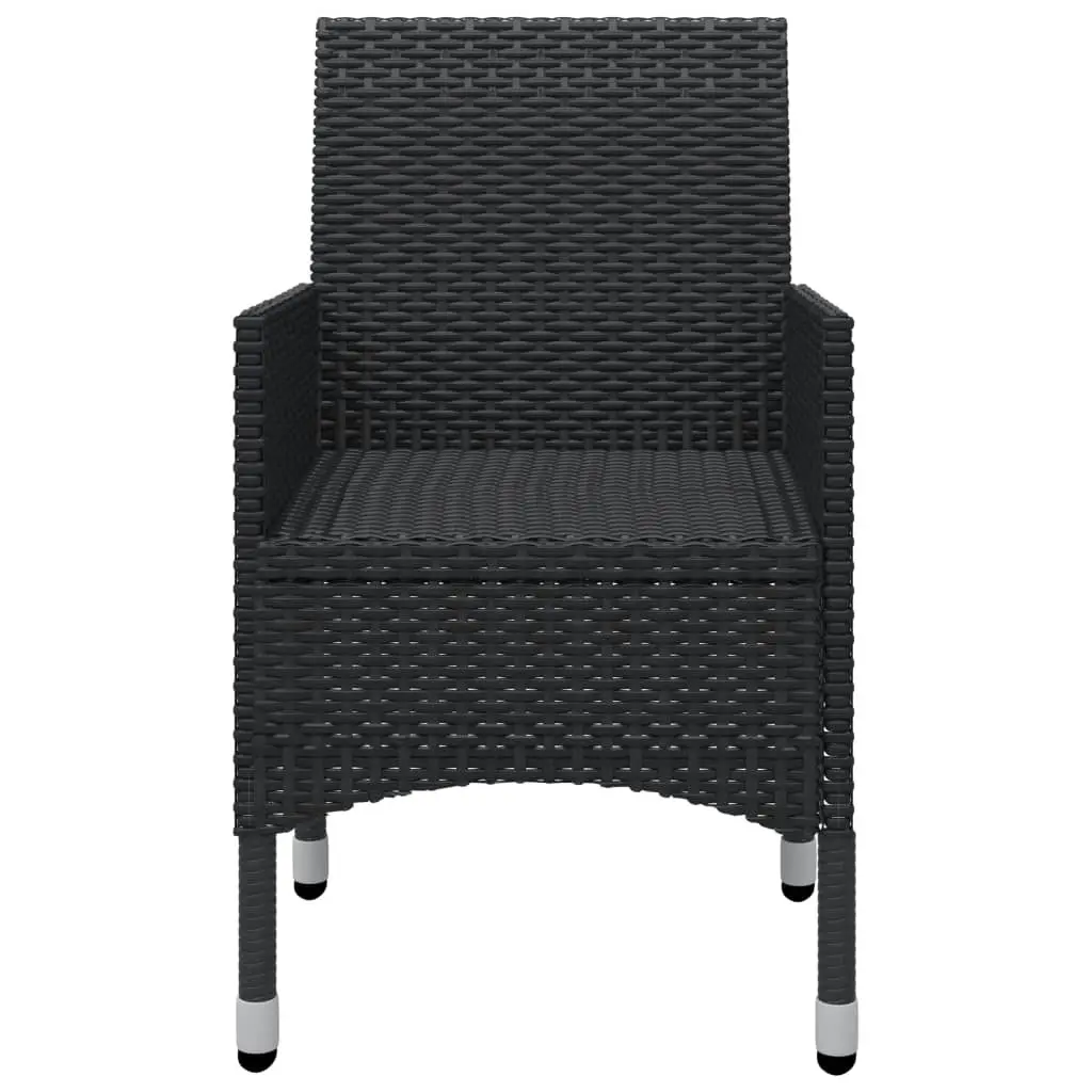 3 Piece Bistro Set Poly Rattan and Tempered Glass Black 3058358