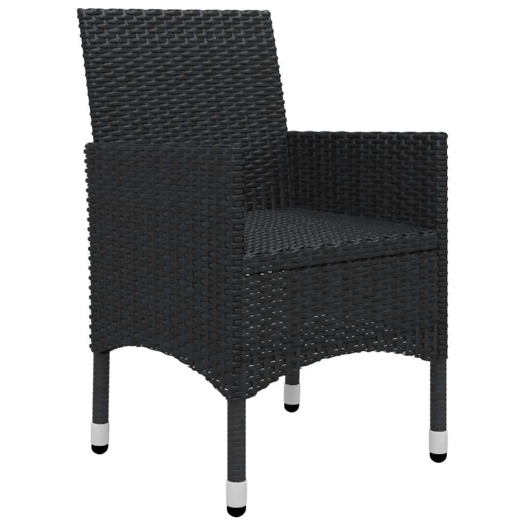 3 Piece Bistro Set Poly Rattan and Tempered Glass Black 3058358