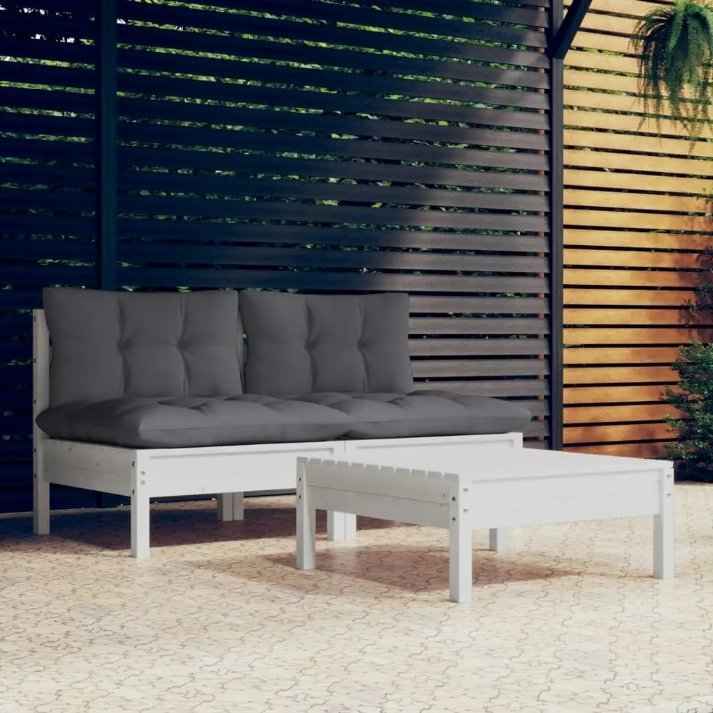 3 Piece Garden Lounge Set with Anthracite Cushions Pinewood 3095999