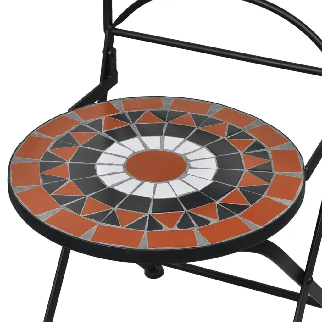 3 Piece Mosaic Bistro Set Ceramic Tile Terracotta and White 279415