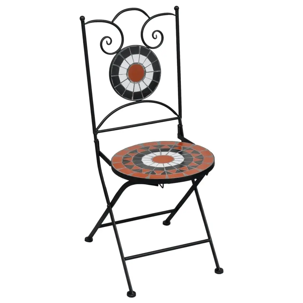 3 Piece Mosaic Bistro Set Ceramic Tile Terracotta and White 279415