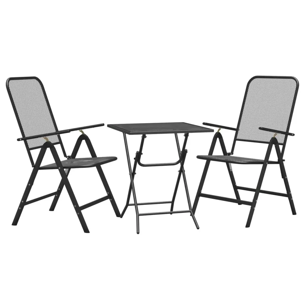 3 Piece Garden Dining Set Expanded Metal Mesh Anthracite 3084717