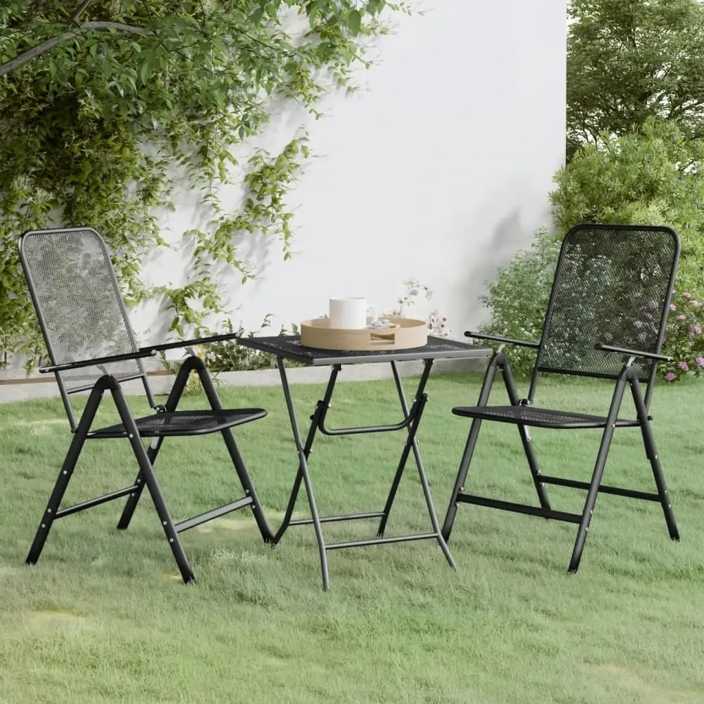 3 Piece Garden Dining Set Expanded Metal Mesh Anthracite 3084717