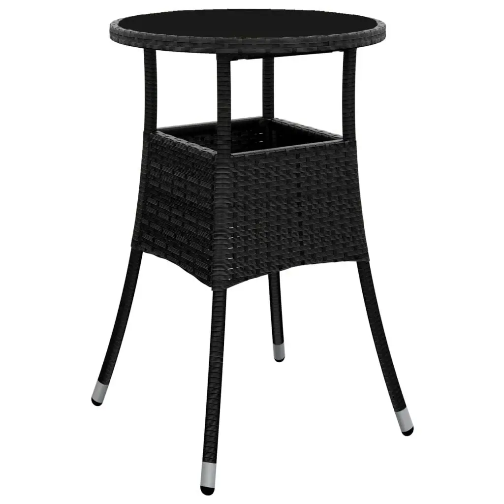 3 Piece Garden Bistro Set with Cushions Black Poly Rattan 3187416