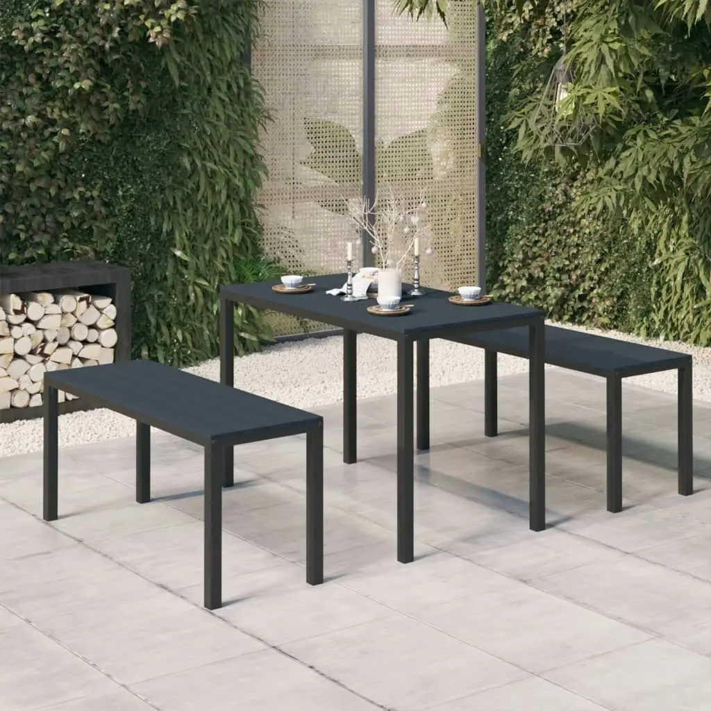 3 Piece Garden Dining Set Steel and WPC Black 317139