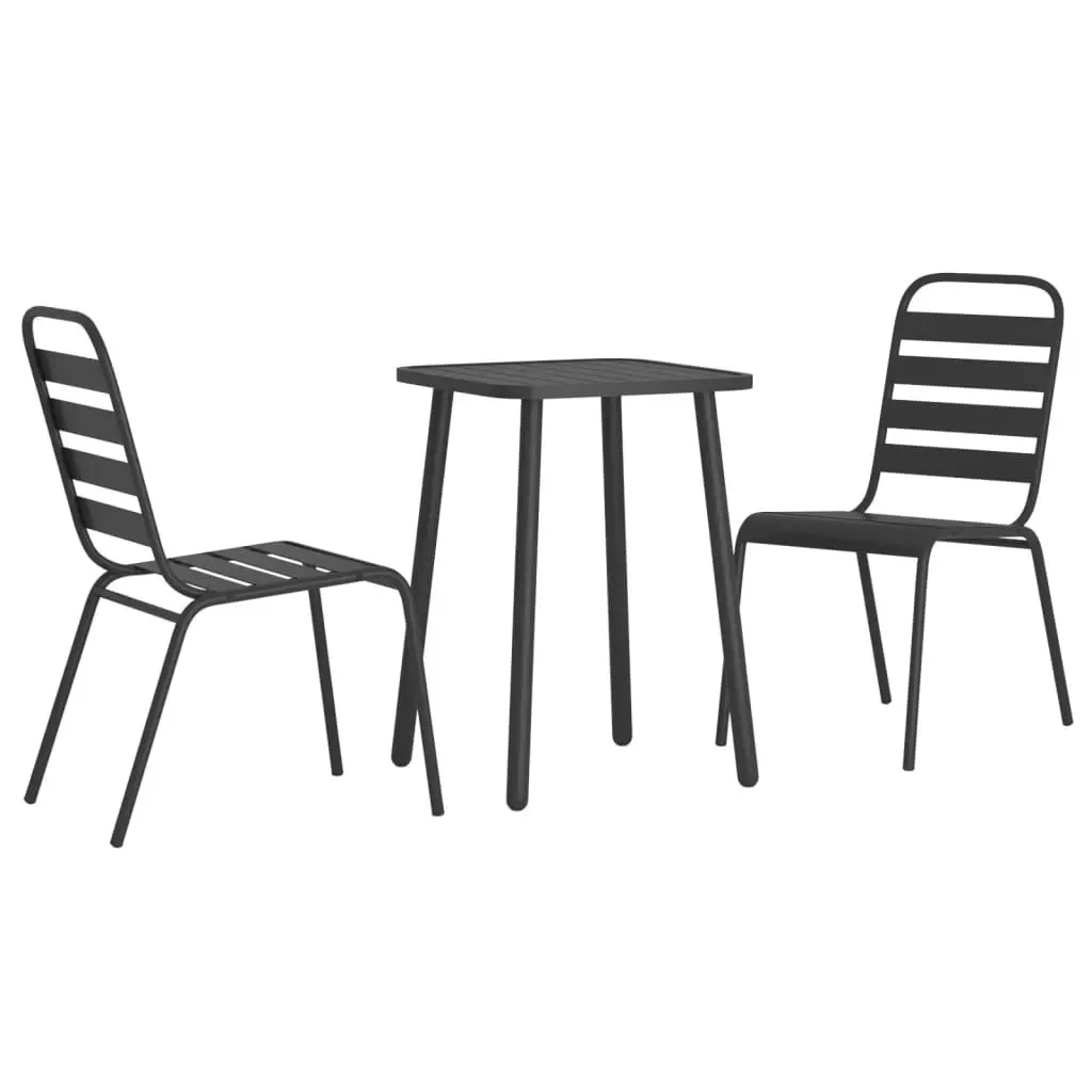 3 Piece Garden Dining Set Anthracite Steel 3187985