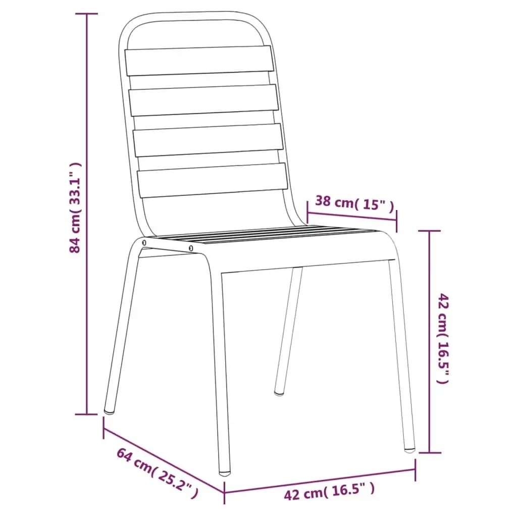 3 Piece Garden Dining Set Anthracite Steel 3187985