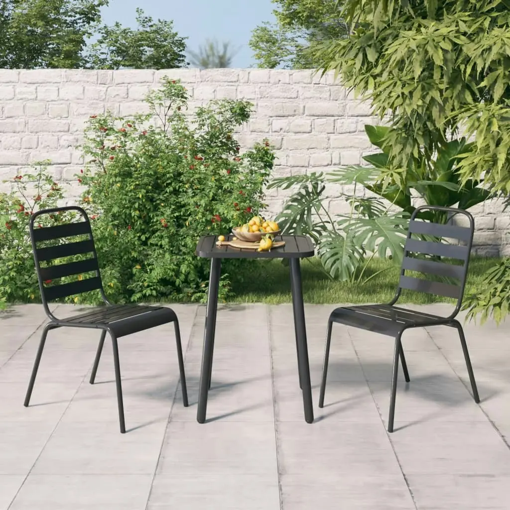 3 Piece Garden Dining Set Anthracite Steel 3187985