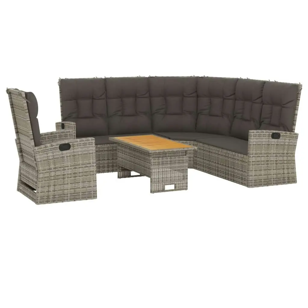 3 Piece Garden Lounge Set with Cushions Grey Poly Rattan 362178