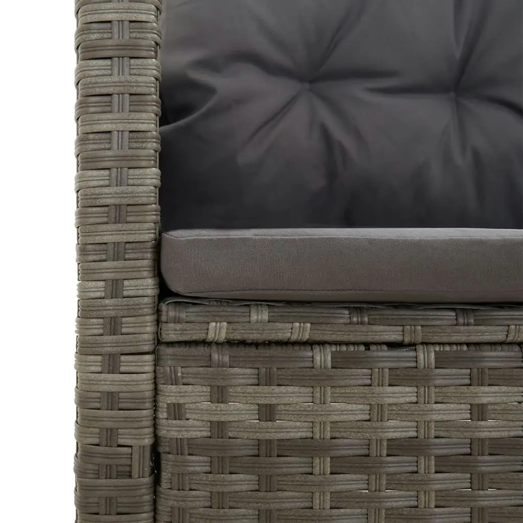 3 Piece Garden Lounge Set with Cushions Grey Poly Rattan 362178