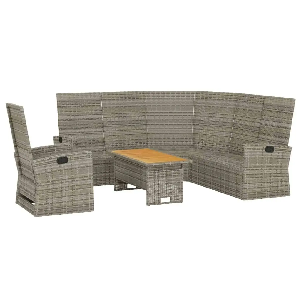 3 Piece Garden Lounge Set with Cushions Grey Poly Rattan 362178