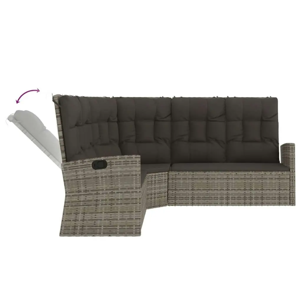 3 Piece Garden Lounge Set with Cushions Grey Poly Rattan 362178