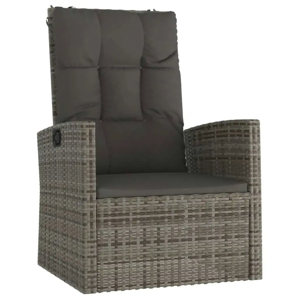 3 Piece Garden Lounge Set with Cushions Grey Poly Rattan 362178