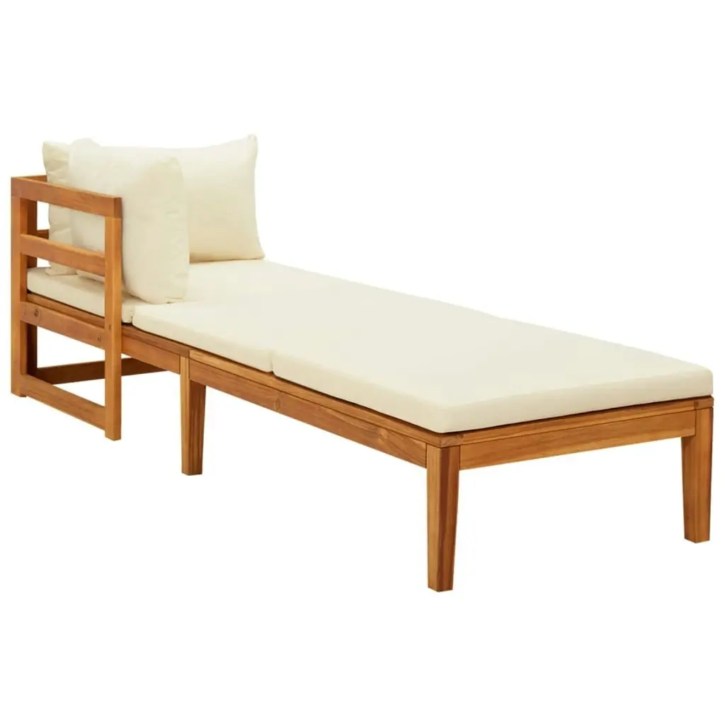 3 Piece Garden Lounge Set with Cream White Cushions Acacia Wood 3087270