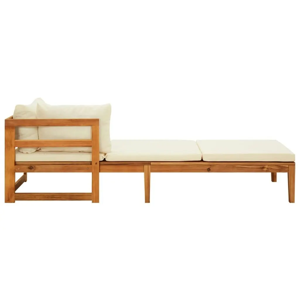 3 Piece Garden Lounge Set with Cream White Cushions Acacia Wood 3087270