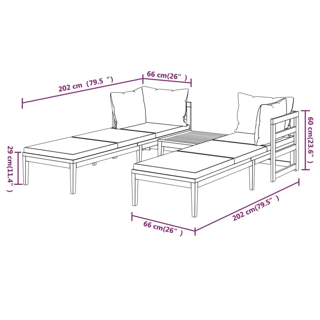 3 Piece Garden Lounge Set with Cream White Cushions Acacia Wood 3087270