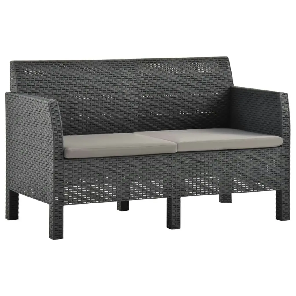 3 Piece Garden Lounge Set with Cushions PP Rattan Anthracite 3079671