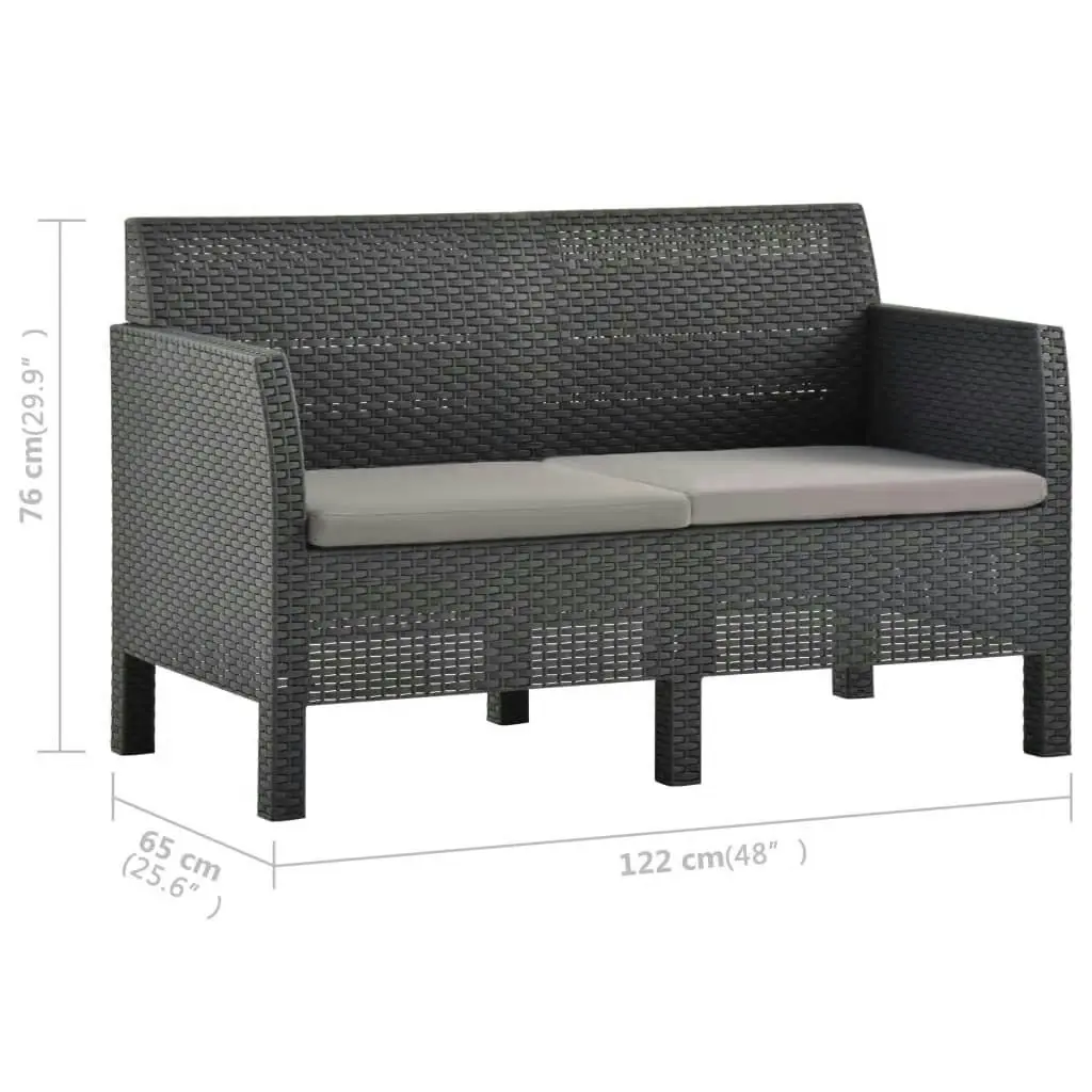 3 Piece Garden Lounge Set with Cushions PP Rattan Anthracite 3079671