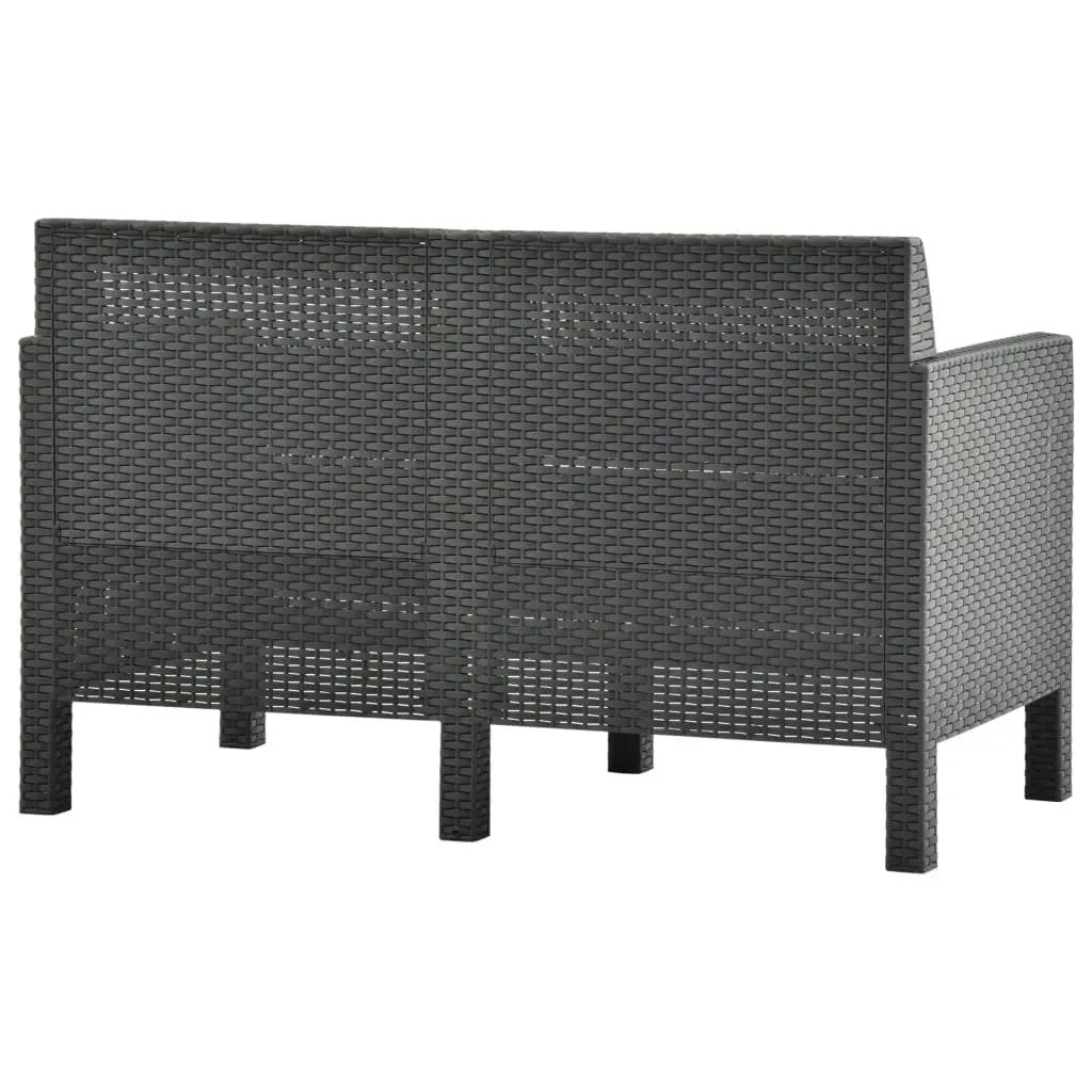 3 Piece Garden Lounge Set with Cushions PP Rattan Anthracite 3079671