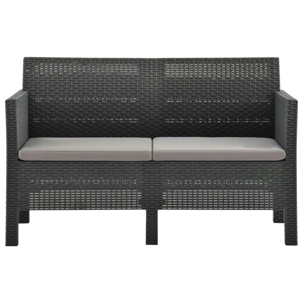 3 Piece Garden Lounge Set with Cushions PP Rattan Anthracite 3079671