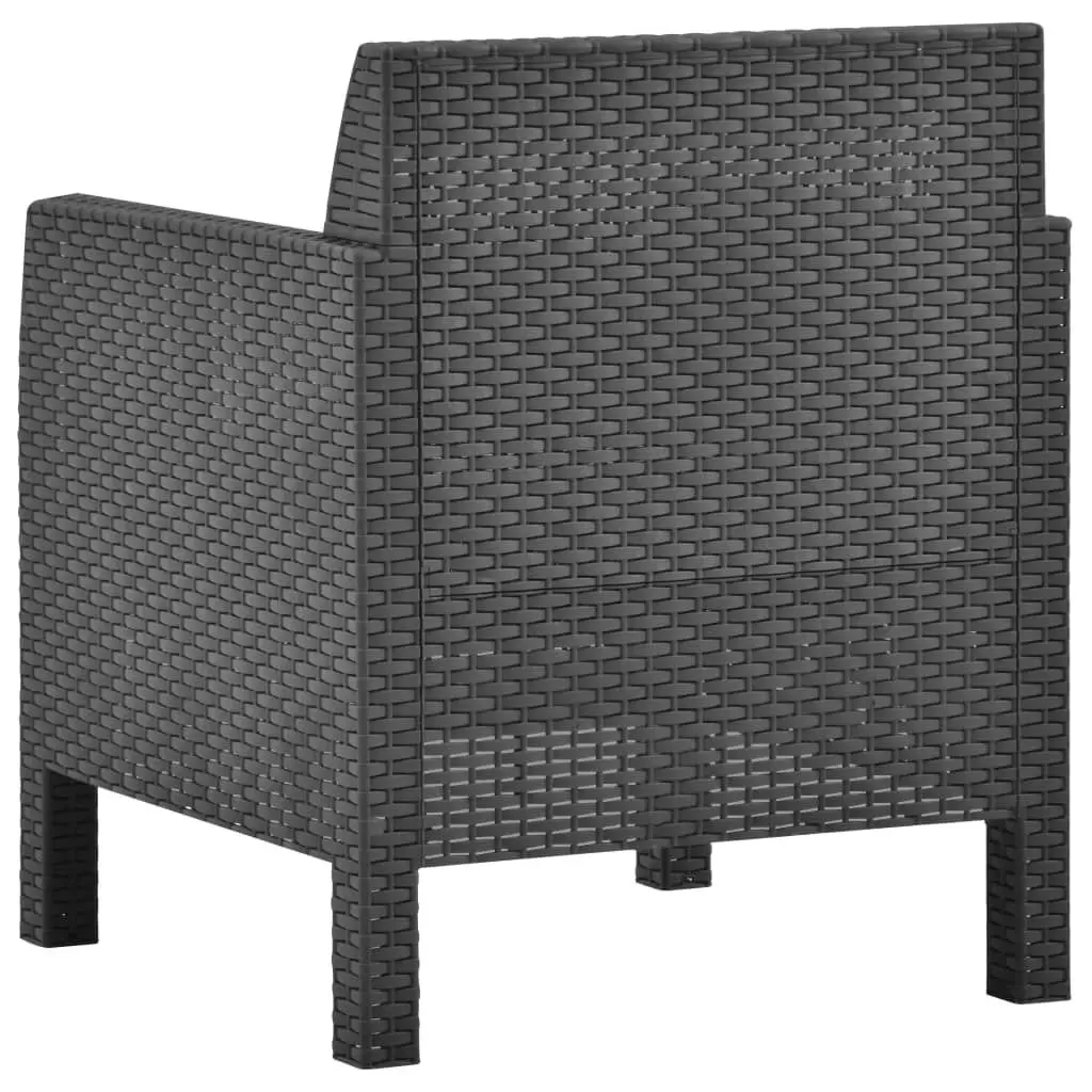 3 Piece Garden Lounge Set with Cushions PP Rattan Anthracite 3079671