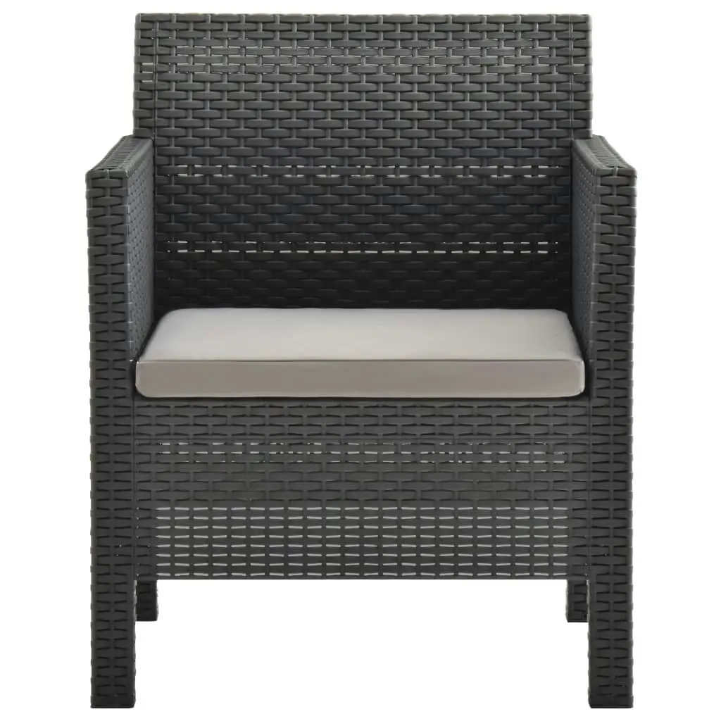 3 Piece Garden Lounge Set with Cushions PP Rattan Anthracite 3079671