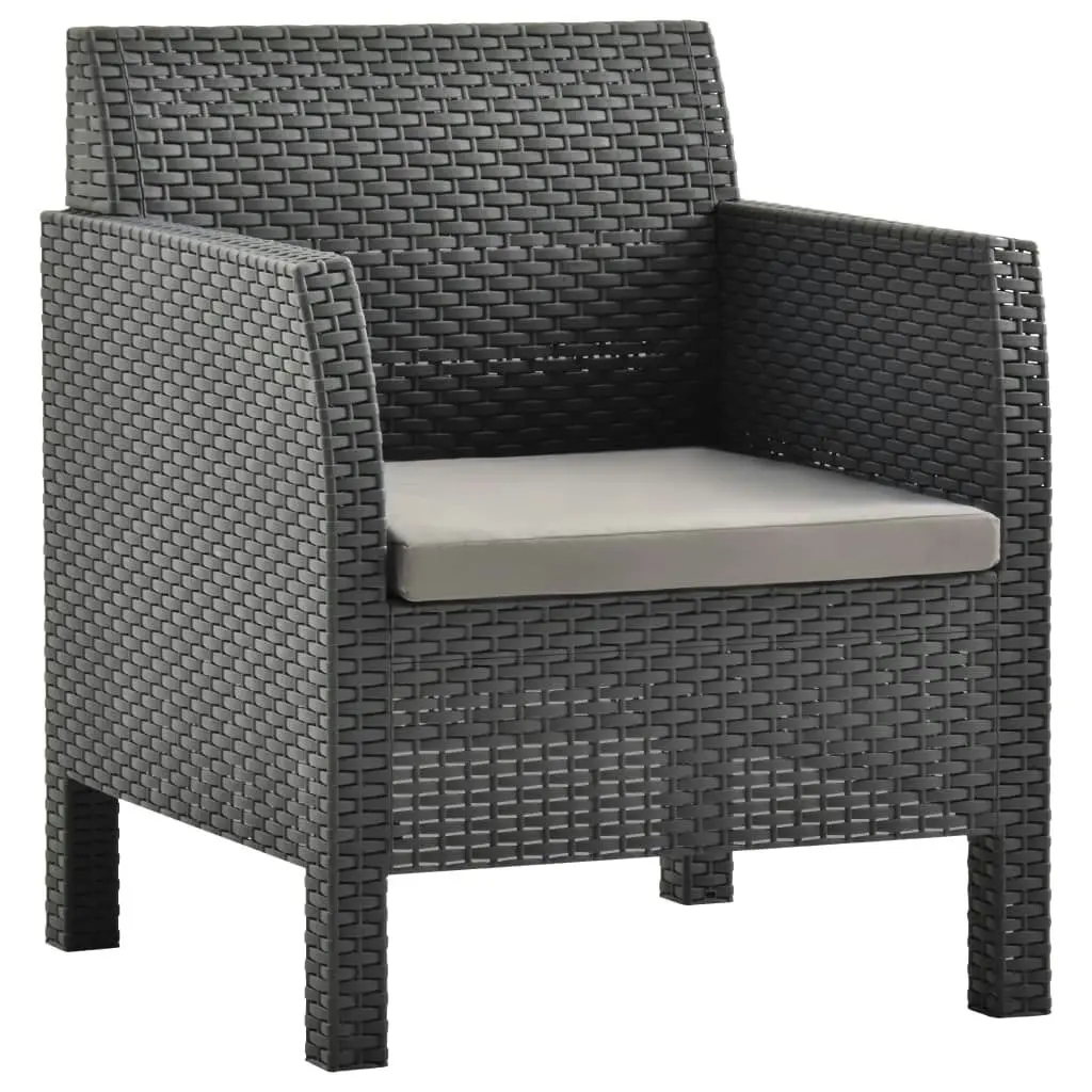 3 Piece Garden Lounge Set with Cushions PP Rattan Anthracite 3079671