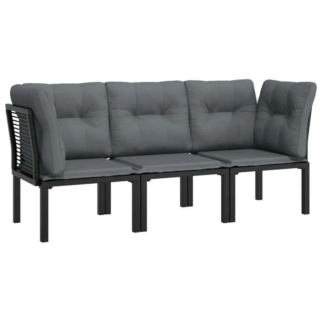 3 Piece Garden Lounge Set Black and Grey Poly Rattan 3187731