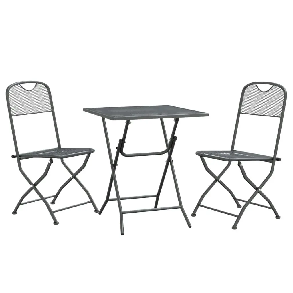 3 Piece Garden Dining Set Expanded Metal Mesh Anthracite 3084715