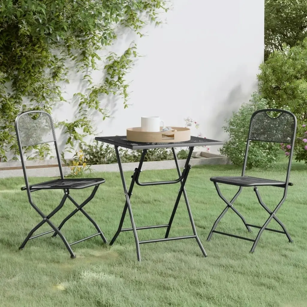 3 Piece Garden Dining Set Expanded Metal Mesh Anthracite 3084715