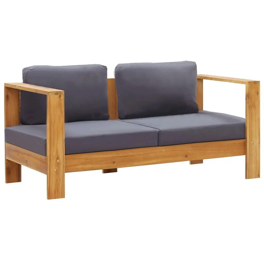 4 Piece Garden Lounge Set with Cushions Grey Solid Acacia Wood 278916