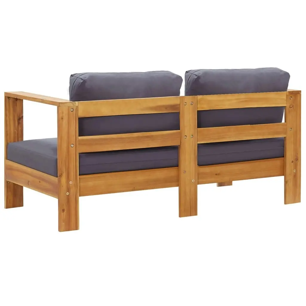 4 Piece Garden Lounge Set with Cushions Grey Solid Acacia Wood 278916