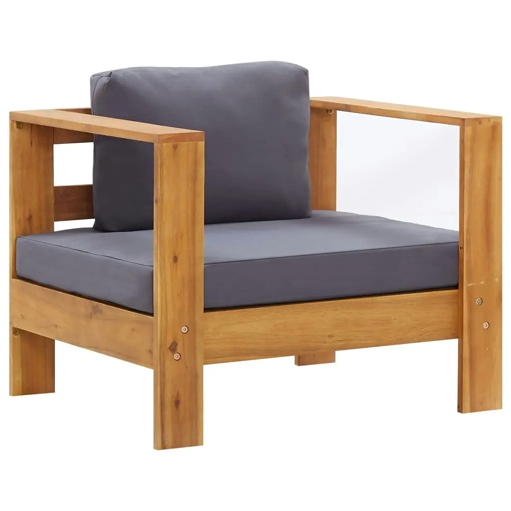 4 Piece Garden Lounge Set with Cushions Grey Solid Acacia Wood 278916