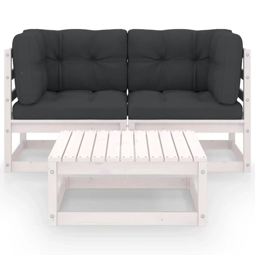 3 Piece Garden Lounge Set with Cushions Solid Pinewood 3076300