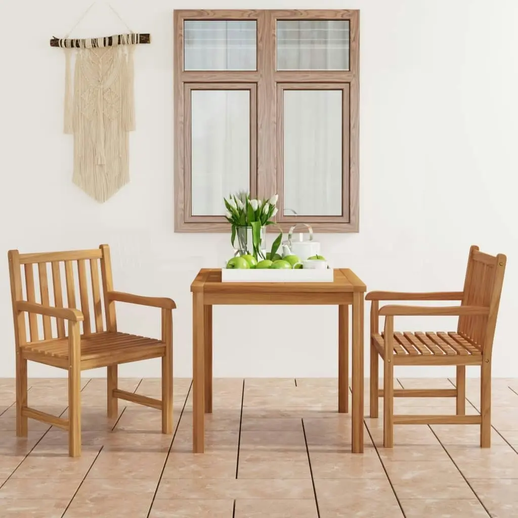 3 Piece Garden Dining Set Solid Teak Wood 3059923