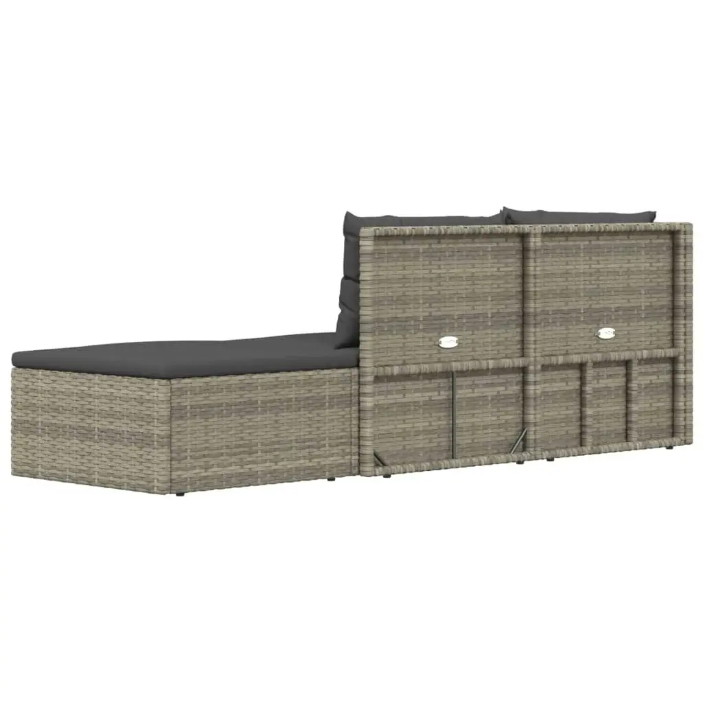 3 Piece Garden Lounge Set with Cushions Grey Poly Rattan 319604