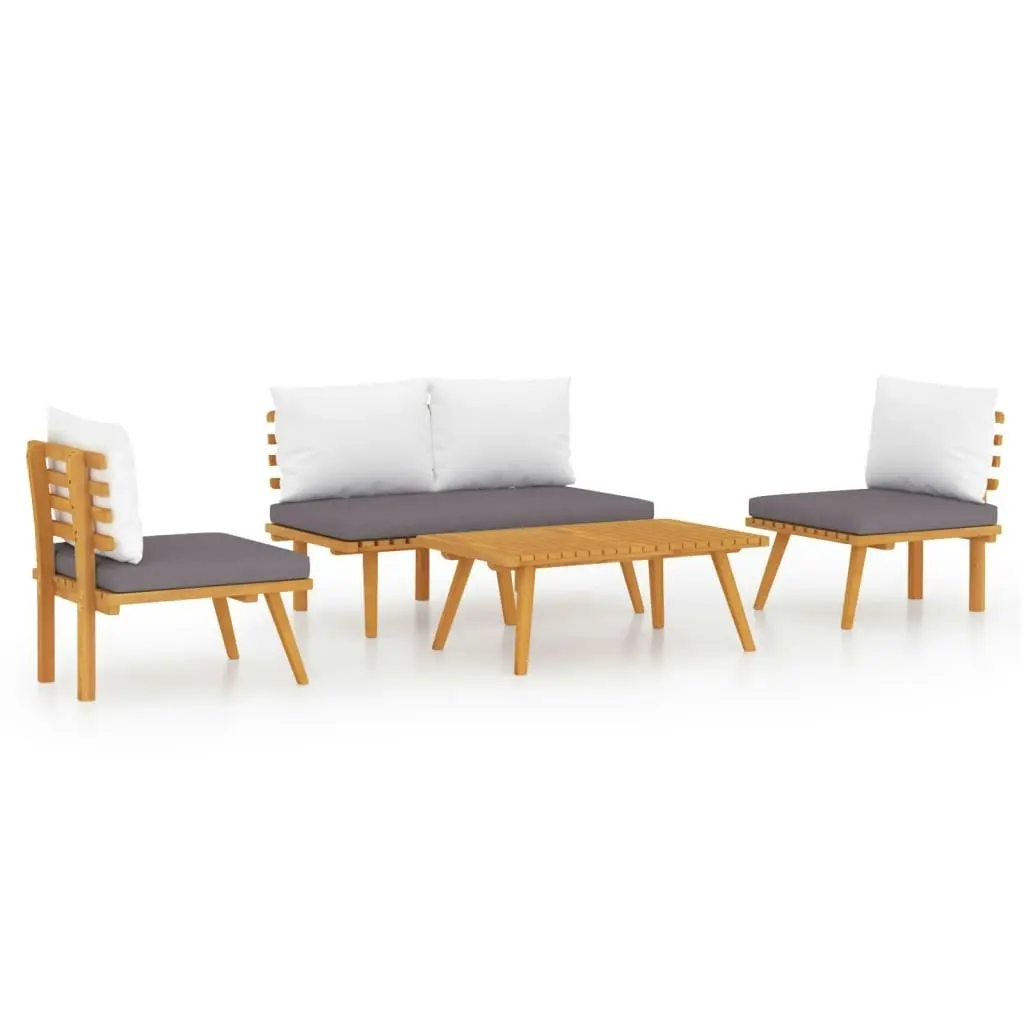 4 Piece Garden Lounge Set with Cushions Solid Acacia Wood 46676