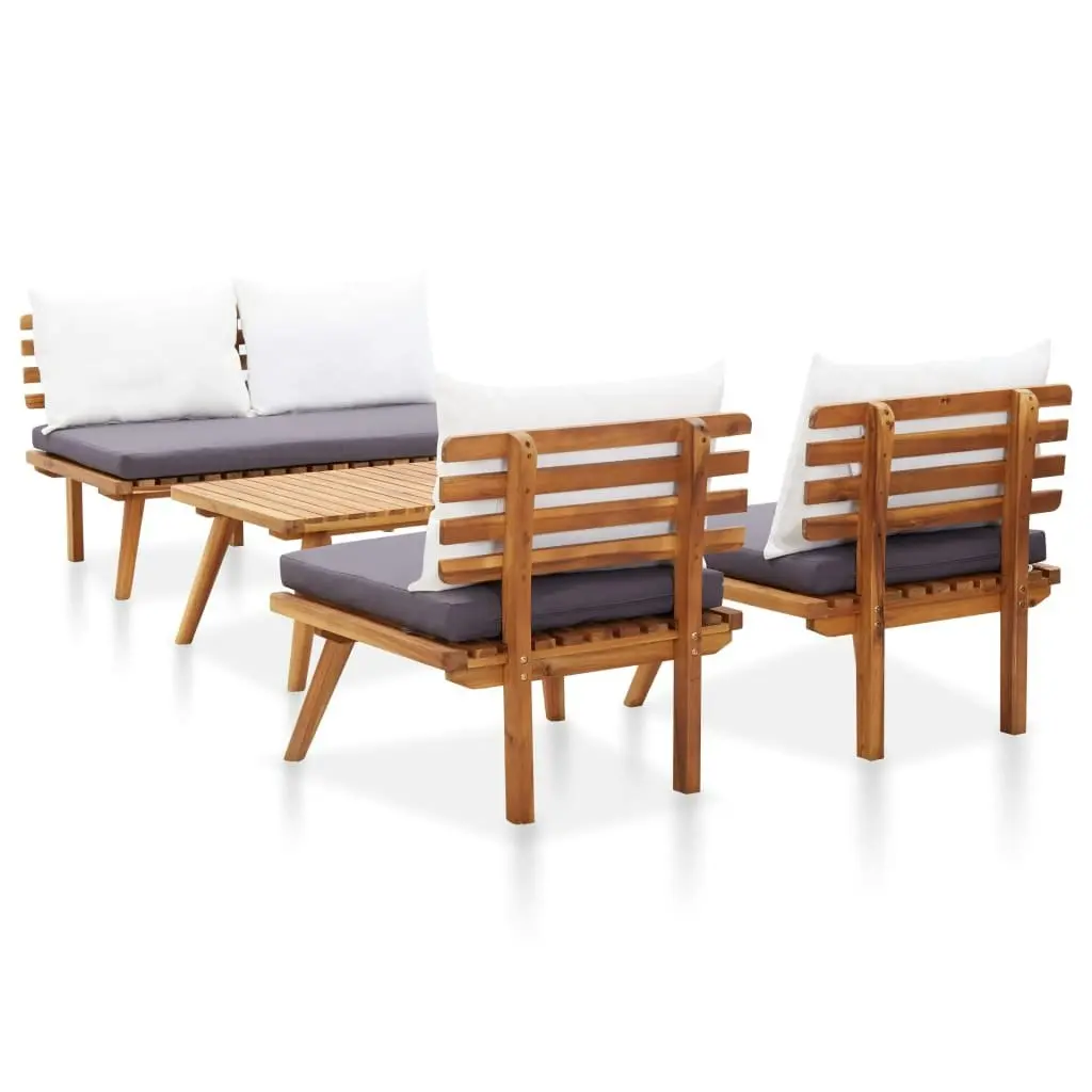 4 Piece Garden Lounge Set with Cushions Solid Acacia Wood 46676