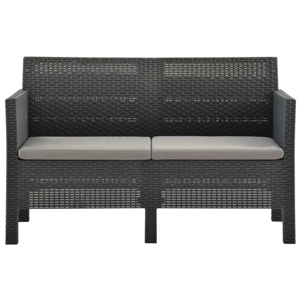 4 Piece Garden Lounge Set with Cushions PP Rattan Anthracite 3067234