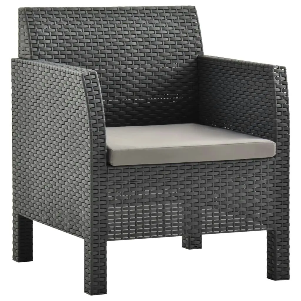 4 Piece Garden Lounge Set with Cushions PP Rattan Anthracite 3067234