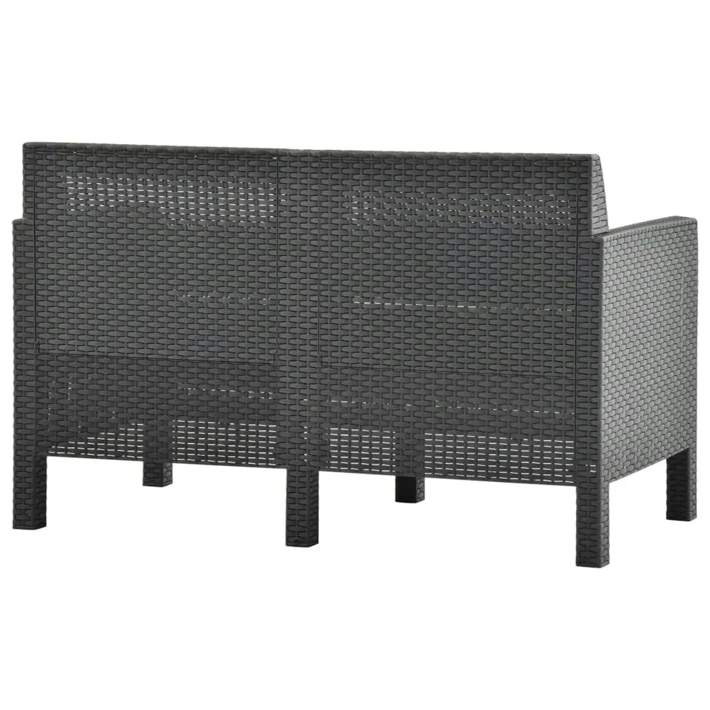 4 Piece Garden Lounge Set with Cushions PP Rattan Anthracite 3067234